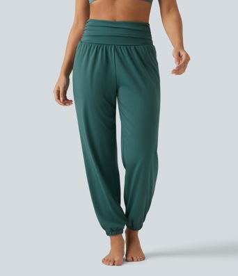 High Waisted Ruched Running Joggers with Pockets