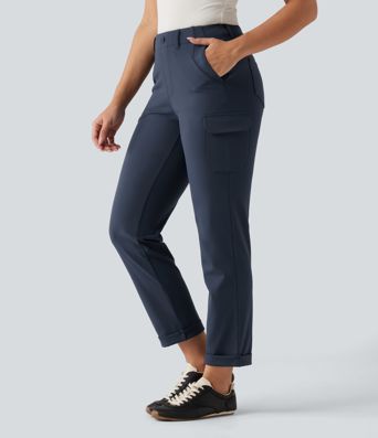 Halara Flex™ DayStretch Mid Rise Tapered Rolled Hem Work Cargo Pants with Pockets Halara Flex™ DayStretch Mid Rise Tapered Rolled Hem Work Cargo Pants with Pockets