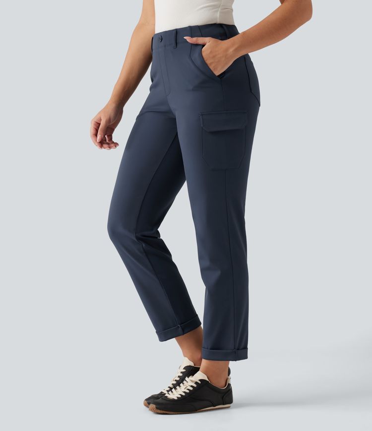 Halara Flex™ DayStretch Mid Rise Tapered Rolled Hem Work Cargo Pants with Pockets Halara Flex™ DayStretch Mid Rise Tapered Rolled Hem Work Cargo Pants with Pockets