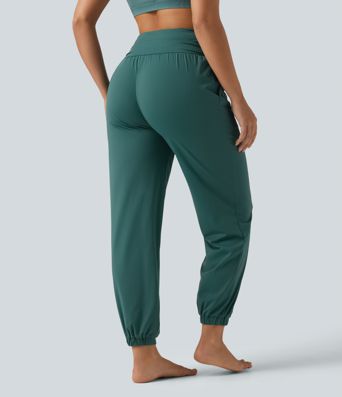 High Waisted Ruched Running Joggers with Pockets