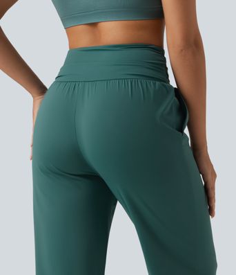 High Waisted Ruched Running Joggers with Pockets