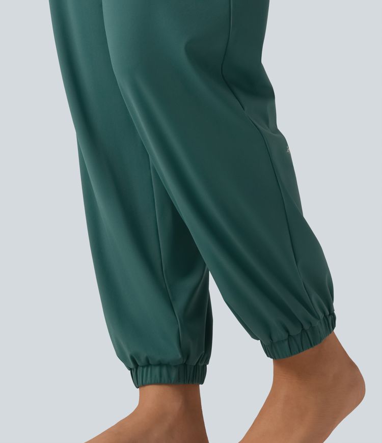 High Waisted Ruched Running Joggers with Pockets