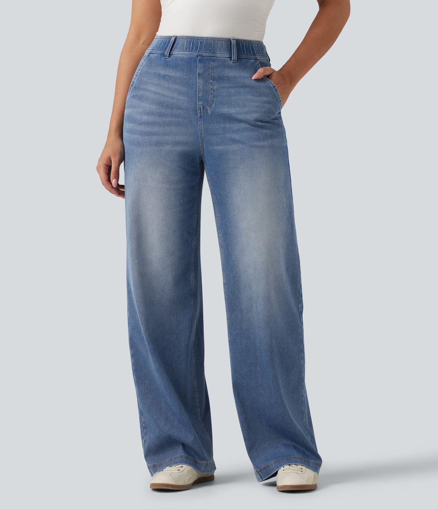 Halara Flex™ High Waisted Straight Leg Casual Jeans with Pockets Halara Flex™ High Waisted Straight Leg Casual Jeans with Pockets