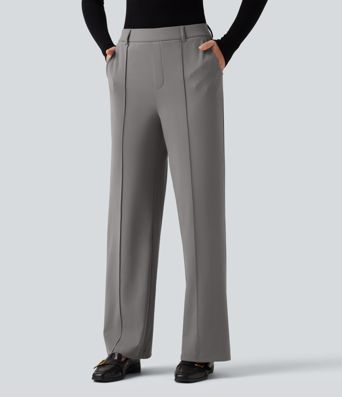 Halara Flex™ DayStretch Wrinkle Recovery High Waisted Straight Leg Pintuck Work Pants with Pockets Halara Flex™ DayStretch Wrinkle Recovery High Waisted Straight Leg Pintuck Work Pants with Pockets