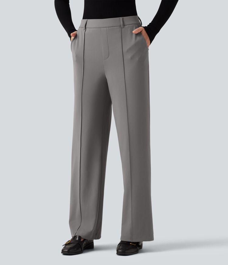 Halara Flex™ DayStretch Wrinkle Recovery High Waisted Straight Leg Pintuck Work Pants with Pockets Halara Flex™ DayStretch Wrinkle Recovery High Waisted Straight Leg Pintuck Work Pants with Pockets