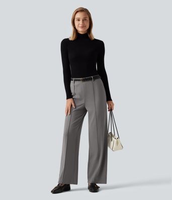 Halara Flex™ DayStretch Wrinkle Recovery High Waisted Straight Leg Pintuck Work Pants with Pockets Halara Flex™ DayStretch Wrinkle Recovery High Waisted Straight Leg Pintuck Work Pants with Pockets