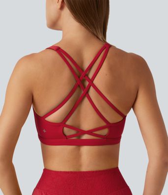 Brassière de yoga SoftlyZero™ Plush à maintien léger, bretelles croisées et coussinets amovibles Brassière de yoga SoftlyZero™ Plush à maintien léger, bretelles croisées et coussinets amovibles