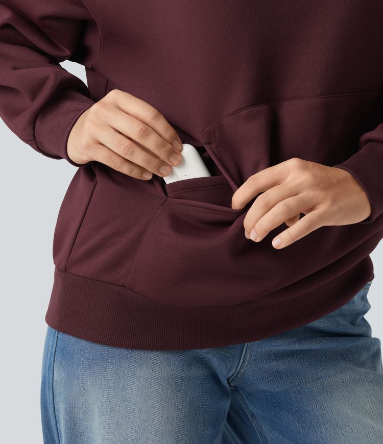 Sudadera casual de forro polar con capucha, parte delantera cruzada, hombros caídos, mangas largas y bolsillo Sudadera casual de forro polar con capucha, parte delantera cruzada, hombros caídos, mangas largas y bolsillo
