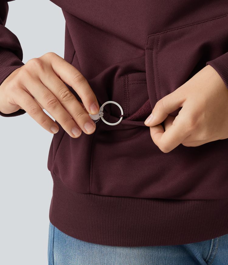 Sudadera casual de forro polar con capucha, parte delantera cruzada, hombros caídos, mangas largas y bolsillo Sudadera casual de forro polar con capucha, parte delantera cruzada, hombros caídos, mangas largas y bolsillo