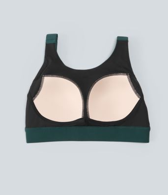 Brassière de running Halara UltraSculpt™ à maintien moyen, encolure arrondie, mesh contrasté et coques moulées Brassière de running Halara UltraSculpt™ à maintien moyen, encolure arrondie, mesh contrasté et coques moulées