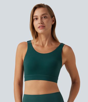 Brassière de running Halara UltraSculpt™ à maintien moyen, encolure arrondie, mesh contrasté et coques moulées Brassière de running Halara UltraSculpt™ à maintien moyen, encolure arrondie, mesh contrasté et coques moulées
