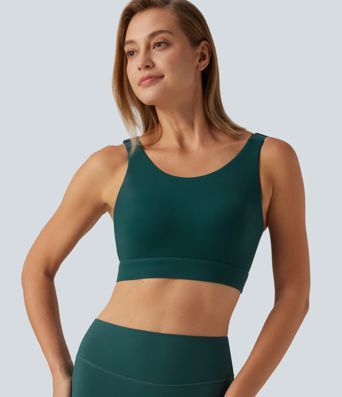 Brassière de running Halara UltraSculpt™ à maintien moyen, encolure arrondie, mesh contrasté et coques moulées Brassière de running Halara UltraSculpt™ à maintien moyen, encolure arrondie, mesh contrasté et coques moulées