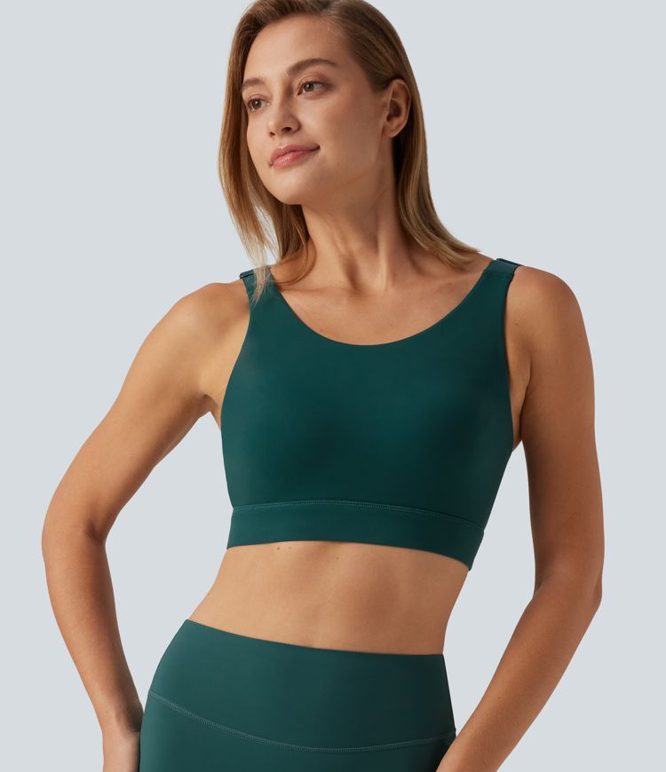 Brassière de running Halara UltraSculpt™ à maintien moyen, encolure arrondie, mesh contrasté et coques moulées Brassière de running Halara UltraSculpt™ à maintien moyen, encolure arrondie, mesh contrasté et coques moulées