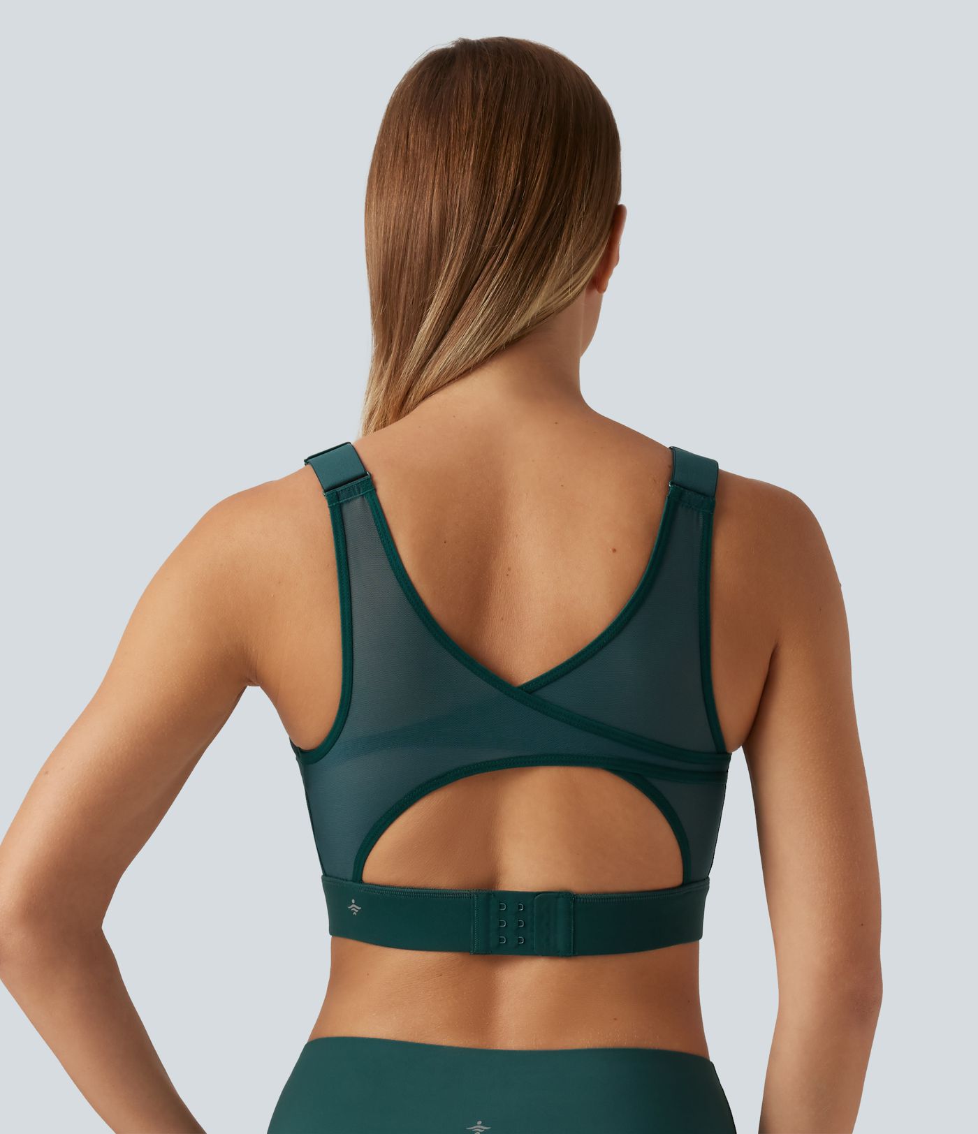 Brassière de running Halara UltraSculpt™ à maintien moyen, encolure arrondie, mesh contrasté et coques moulées Brassière de running Halara UltraSculpt™ à maintien moyen, encolure arrondie, mesh contrasté et coques moulées
