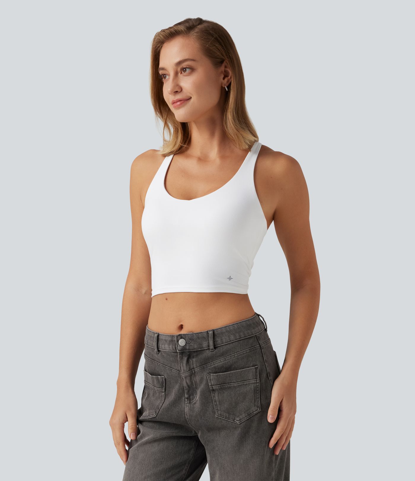 V Neck Crisscross Casual Tank Top with Built-in Bra V Neck Crisscross Casual Tank Top with Built-in Bra
