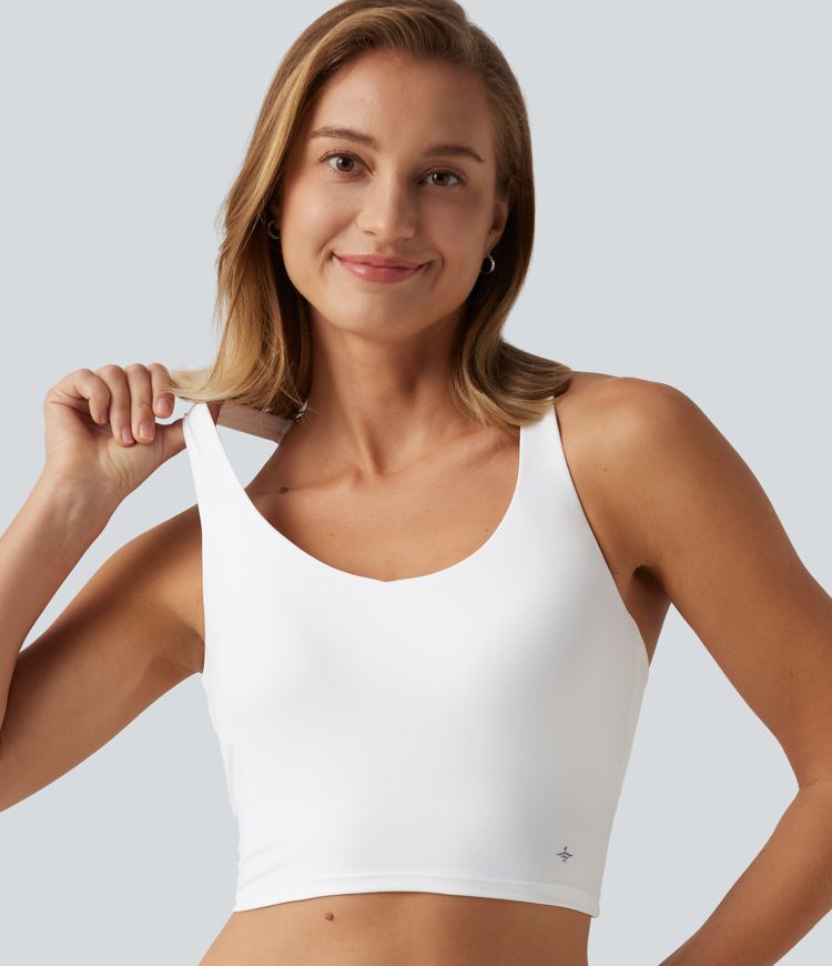 V Neck Crisscross Casual Tank Top with Built-in Bra V Neck Crisscross Casual Tank Top with Built-in Bra