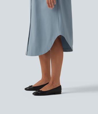 Long Sleeve Midi Work Shirt Dress with Pocket Long Sleeve Midi Work Shirt Dress with Pocket