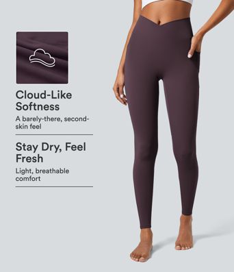 SoftlyZero™ Crossover Pocket Plain Leggings SoftlyZero™ Crossover Pocket Plain Leggings