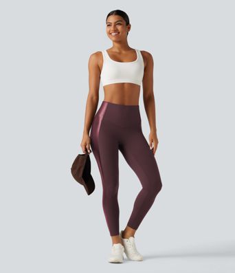 Halara UltraSculpt™ - Yoga-Leggings mit hohem Bund, Stretch-PU, Bundtasche und Bauchkontrolle