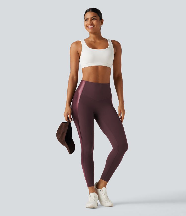 Halara UltraSculpt™ - Yoga-Leggings mit hohem Bund, Stretch-PU, Bundtasche und Bauchkontrolle