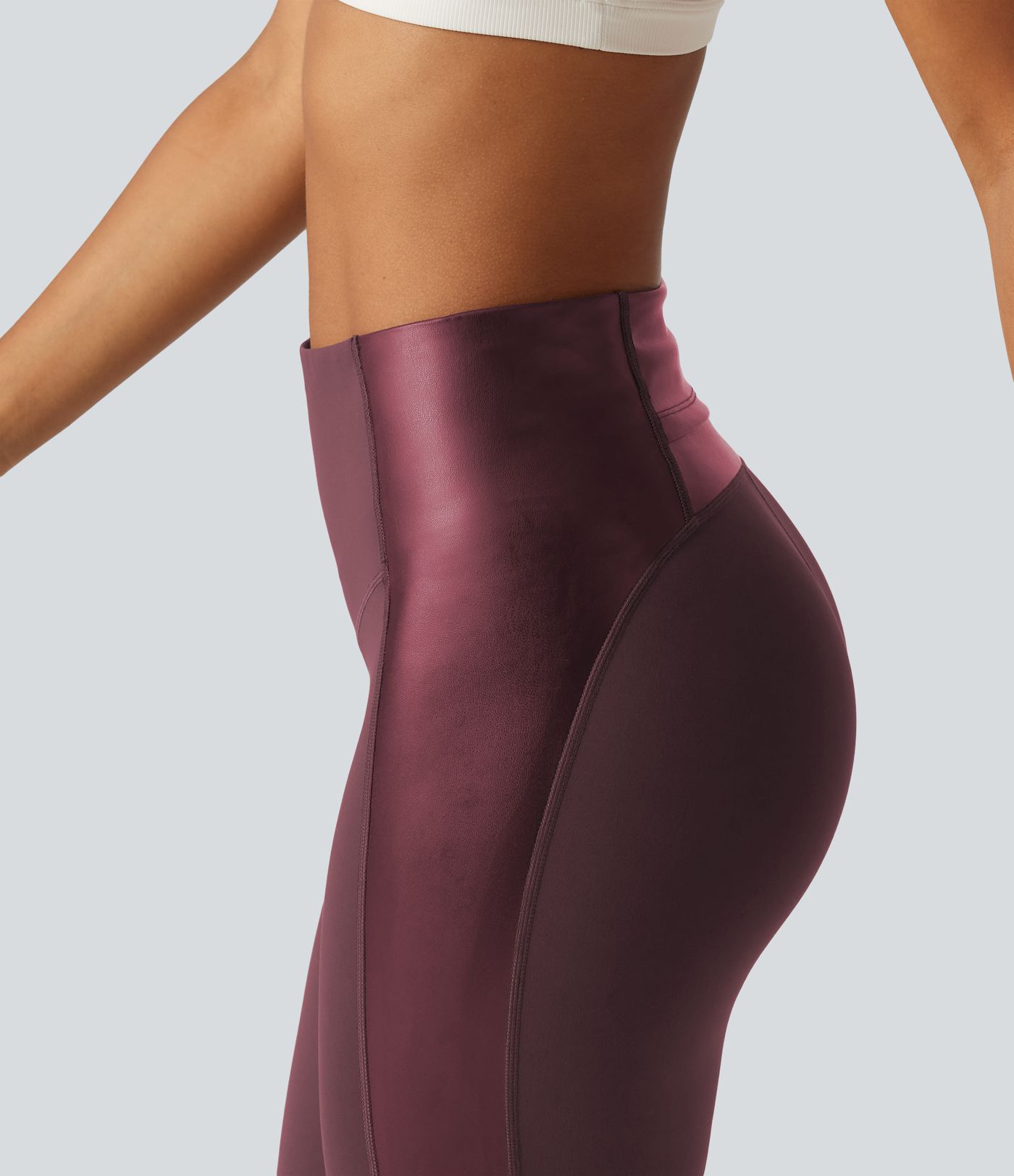 Halara UltraSculpt™ - Yoga-Leggings mit hohem Bund, Stretch-PU, Bundtasche und Bauchkontrolle