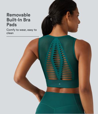 OneForm Seamless Flow Cut-Out Yoga Tank Top with Built-in Bra for DD-F Cups