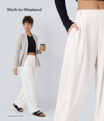 Mid Rise Pocket Barrel Leg Work Trousers Mid Rise Pocket Barrel Leg Work Trousers