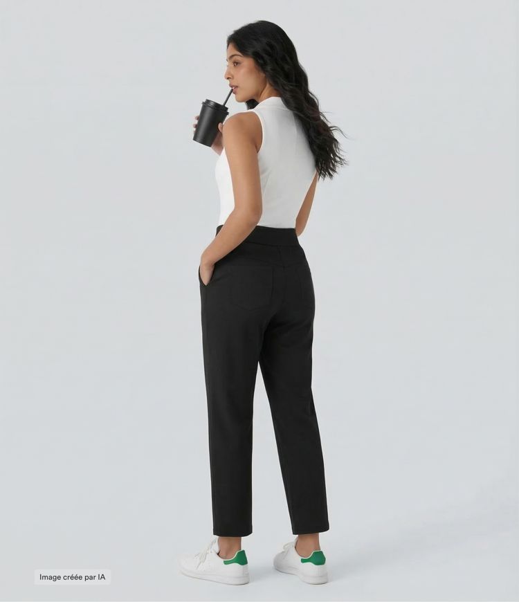 Pantalon de golf séchage rapide, taille mi-haute, avec poches et poche tee, UPF40+