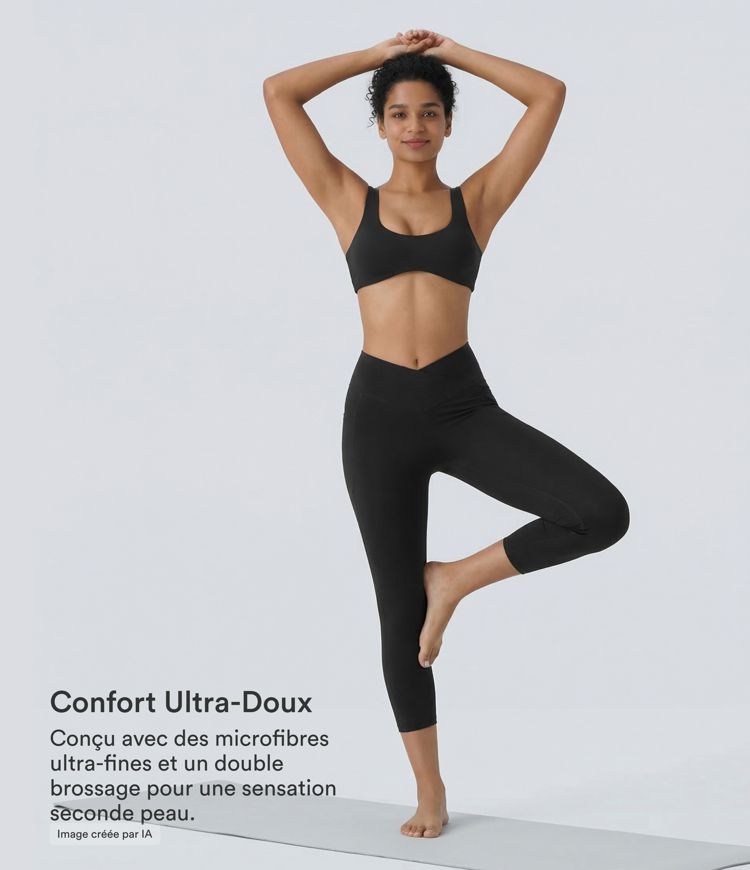 Softlyzero™ Legging Capri Unis Poches Croisées - UPF50+ Softlyzero™ Legging Capri Unis Poches Croisées - UPF50+