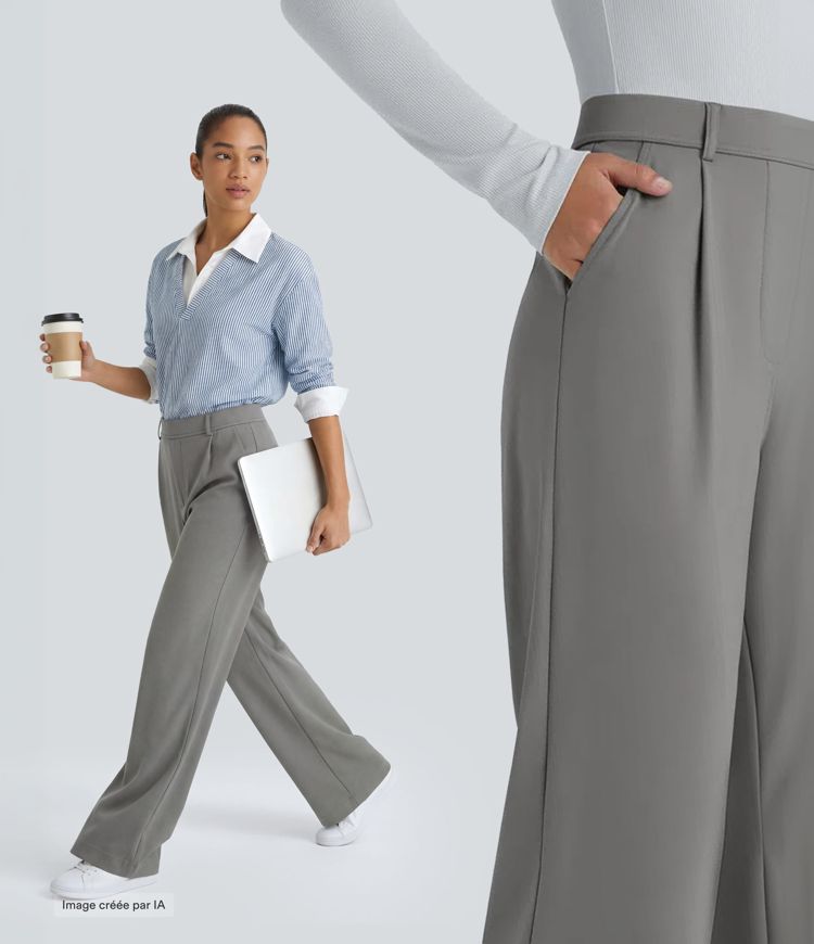 Pantalon tailleur évasé taille haute Halara Flex™ DayStretch avec poches Pantalon tailleur évasé taille haute Halara Flex™ DayStretch avec poches