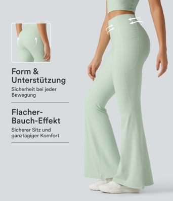 Halara UltraSculpt™ - Flare-Yoga-Leggings mit hohem Bund, Seitentaschen und Bauchkontrolle