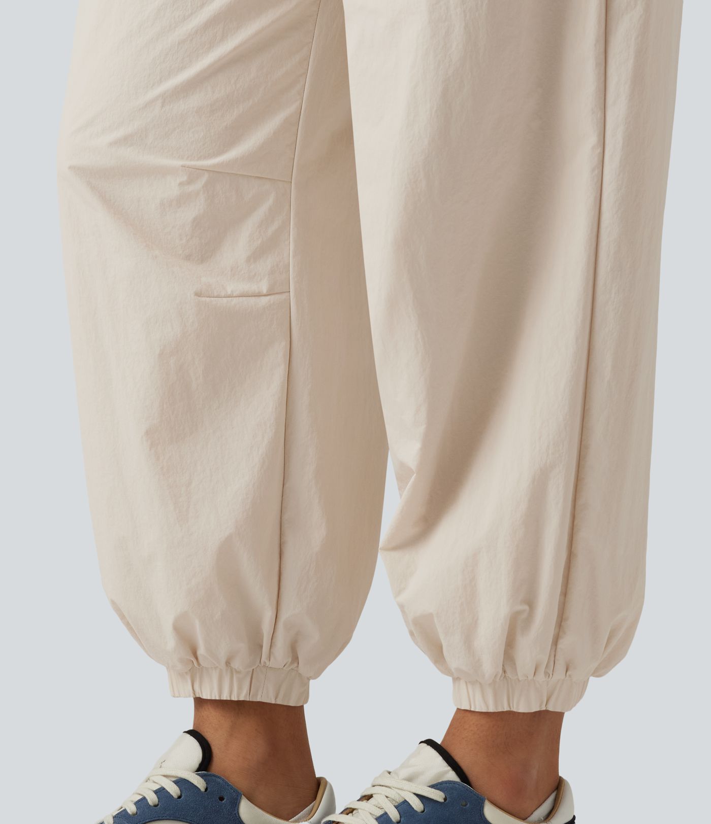 Durable Water Repellent Mid Rise Drawstring Barrel Leg Hiking Jogger with Pockets