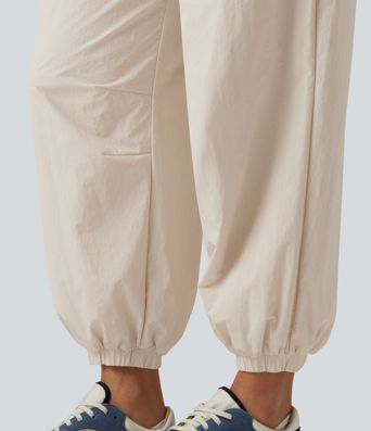 Durable Water Repellent Mid Rise Drawstring Barrel Leg Hiking Jogger with Pockets