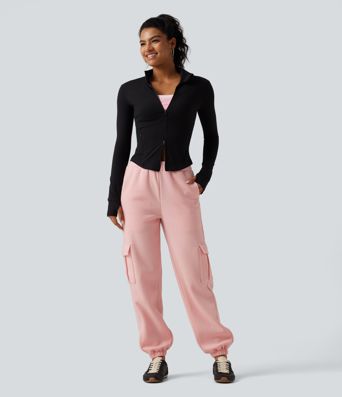 Mid Rise Fleece Casual Cotton Joggers with Pockets Mid Rise Fleece Casual Cotton Joggers with Pockets