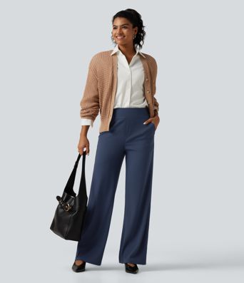 Halara Flex™ High Waisted Wide Leg Waffle Work Pants with Pockets