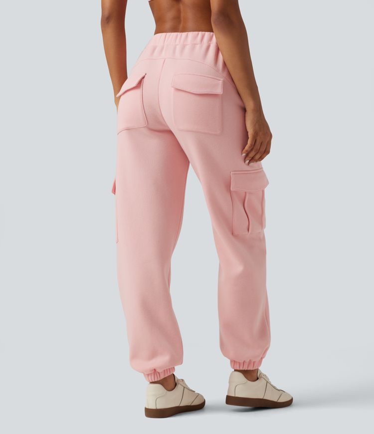 Mid Rise Fleece Casual Cotton Joggers with Pockets Mid Rise Fleece Casual Cotton Joggers with Pockets