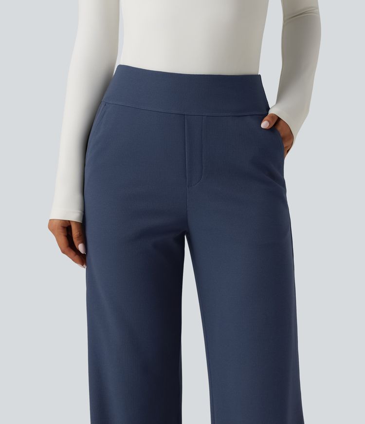 Halara Flex™ High Waisted Wide Leg Waffle Work Pants with Pockets