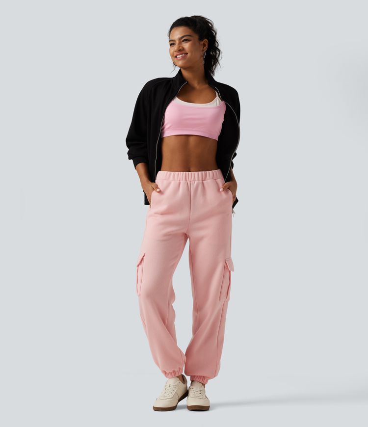 Mid Rise Fleece Casual Cotton Joggers with Pockets Mid Rise Fleece Casual Cotton Joggers with Pockets
