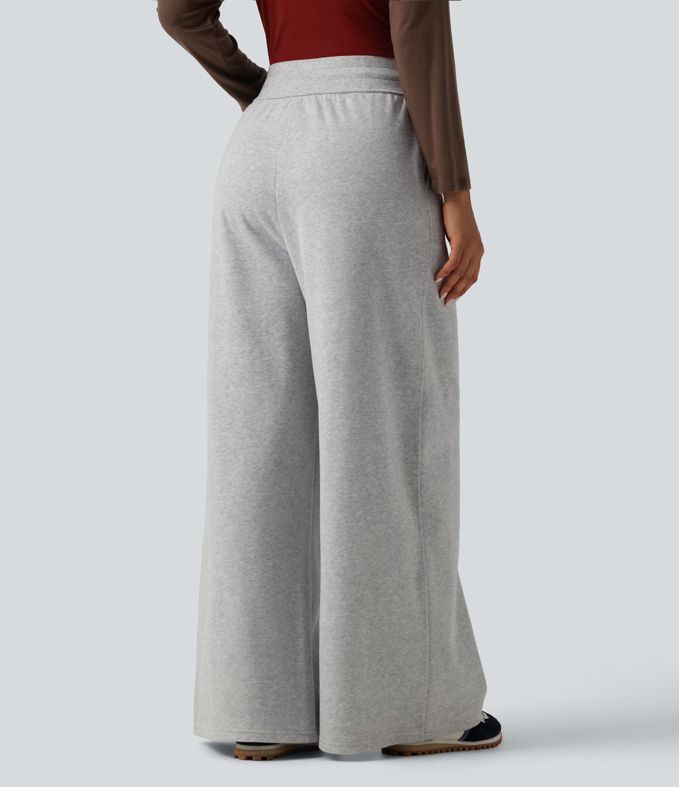 High Waisted Drawstring Wide Leg Fleece Casual Sweatpants with Pockets High Waisted Drawstring Wide Leg Fleece Casual Sweatpants with Pockets