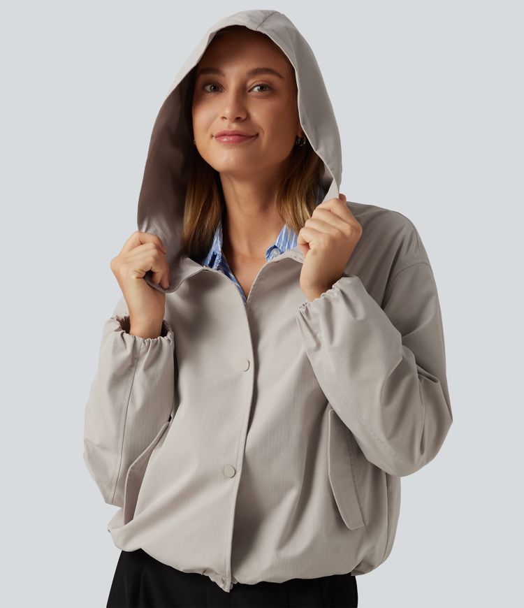 Hooded Long Sleeve Casual Jacket with Pockets Hooded Long Sleeve Casual Jacket with Pockets