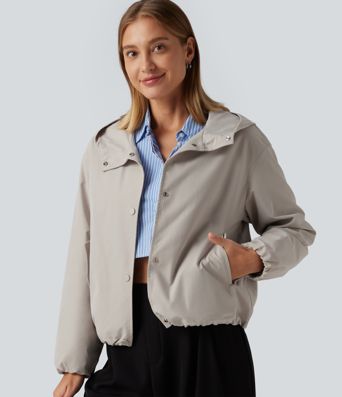 Hooded Long Sleeve Casual Jacket with Pockets Hooded Long Sleeve Casual Jacket with Pockets