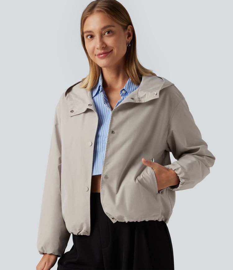 Hooded Long Sleeve Casual Jacket with Pockets Hooded Long Sleeve Casual Jacket with Pockets