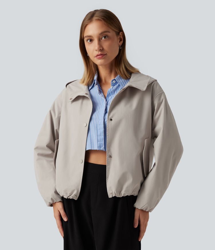 Hooded Long Sleeve Casual Jacket with Pockets Hooded Long Sleeve Casual Jacket with Pockets