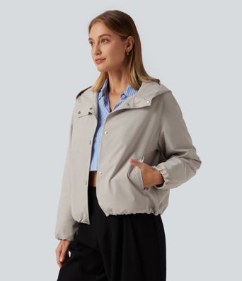 Hooded Long Sleeve Casual Jacket with Pockets Hooded Long Sleeve Casual Jacket with Pockets