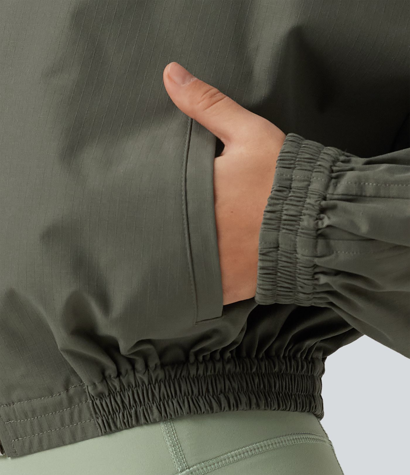 Stand Collar Long Sleeve Running Jacket with Pockets
