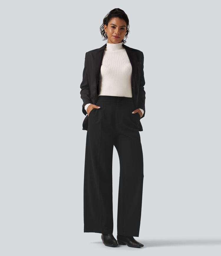 Mock Neck Long Sleeve Slim Work Sweater with Thumbholes Mock Neck Long Sleeve Slim Work Sweater with Thumbholes