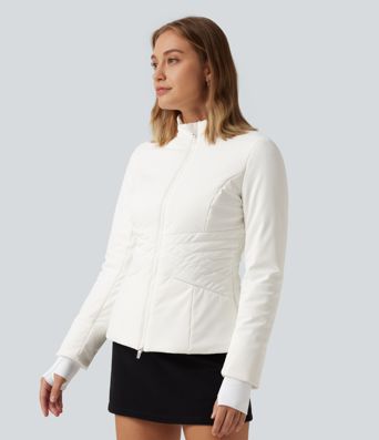 PuffFlex Long Sleeve Double Zipper Casual Padded Jacket with Pockets PuffFlex Long Sleeve Double Zipper Casual Padded Jacket with Pockets