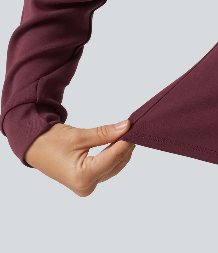 SpacerTek™ Stand Collar Zip Fly Long Sleeve Ruffle Hem Yoga Jacket with Pockets
