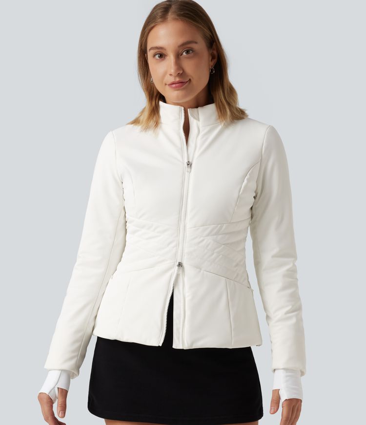PuffFlex Long Sleeve Double Zipper Casual Padded Jacket with Pockets PuffFlex Long Sleeve Double Zipper Casual Padded Jacket with Pockets