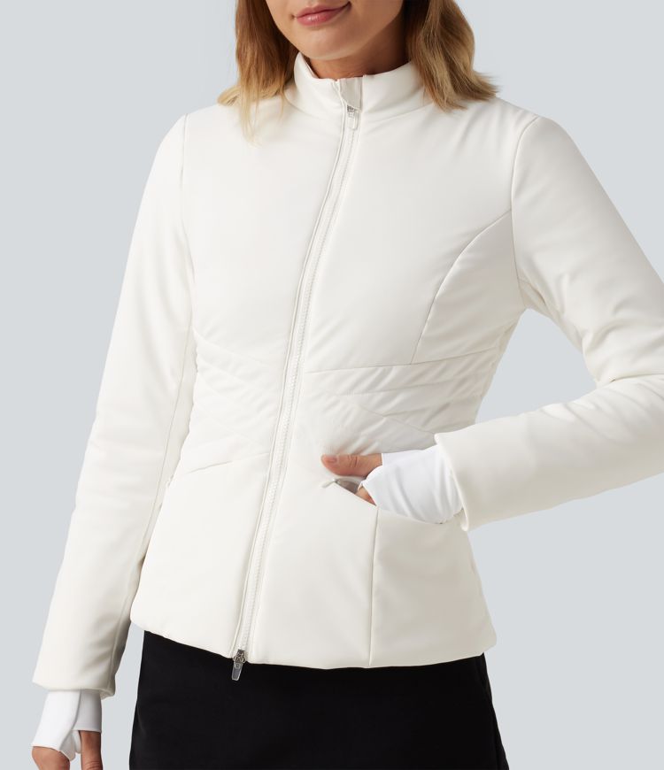 PuffFlex Long Sleeve Double Zipper Casual Padded Jacket with Pockets PuffFlex Long Sleeve Double Zipper Casual Padded Jacket with Pockets